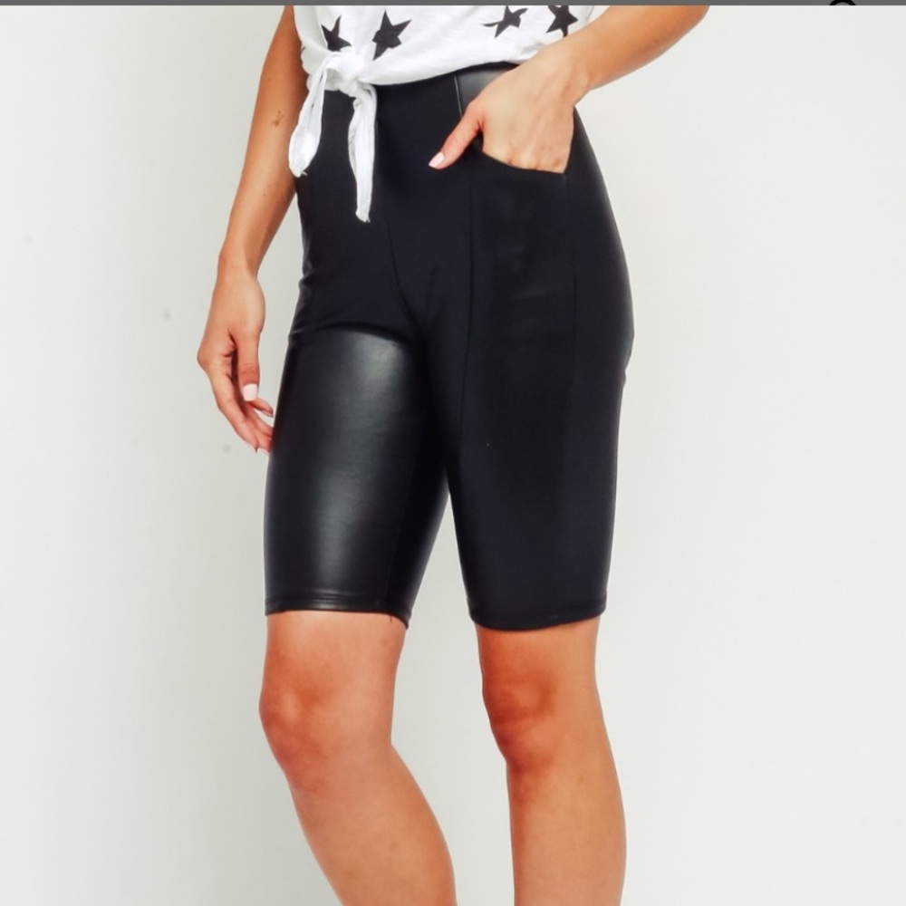 NWOT Biker Shorts Leather Faux